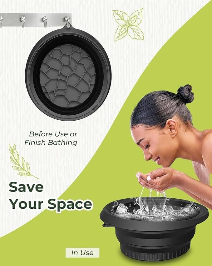 Livineasy Foldable Face Ice Bath Bowl | Portable Silicone Ice Dipping Basin for Puffiness Relief & Cold-Therapy Facial Spa