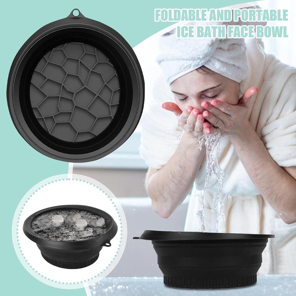 Livineasy Foldable Face Ice Bath Bowl | Portable Silicone Ice Dipping Basin for Puffiness Relief & Cold-Therapy Facial Spa