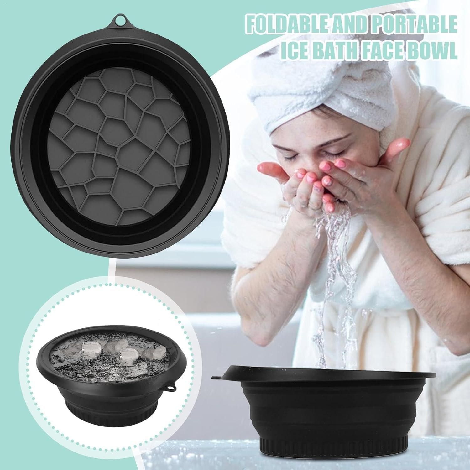 Livineasy Foldable Face Ice Bath Bowl | Portable Silicone Ice Dipping Basin for Puffiness Relief & Cold-Therapy Facial Spa